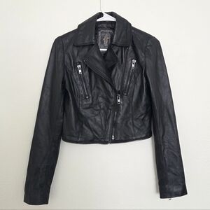 My Tribe Moto Black Leather Jacket Size XS